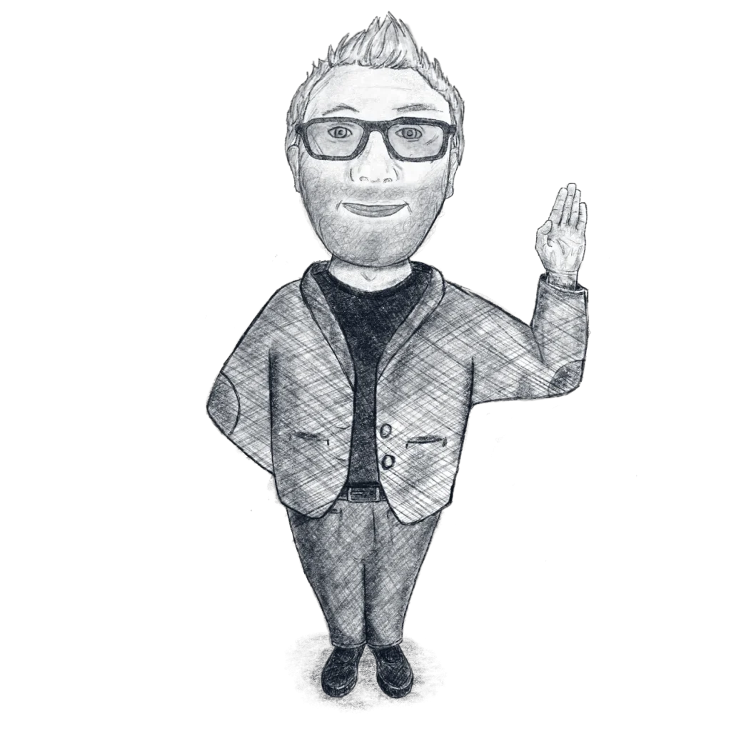 Sketch of Thomas W Carroll holding up hand